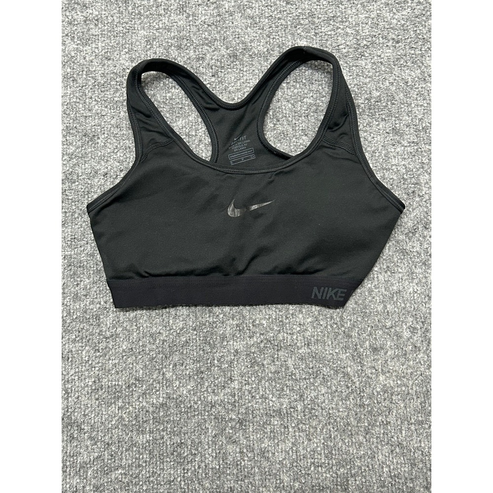 Nike Sports Bra Womens Size S Black Dri-Fit Racerback Compression Athletic Gym